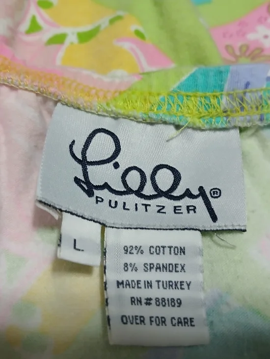 Lilly Pulitzer Pink, Aqua, Lime & Yellow Floral Patchwork Skirt - Picture 3 of 7